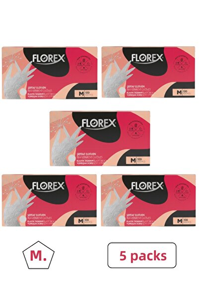 Florex Transparent Tpe Gloves 100 Pieces Size m 5 Packs