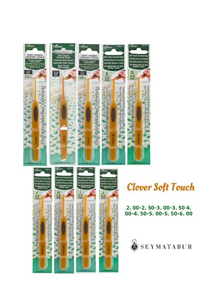 BALIM ÖRGÜ EVİ Clover Soft Touch Ergonomic Handle Crochet Hook Set of 9