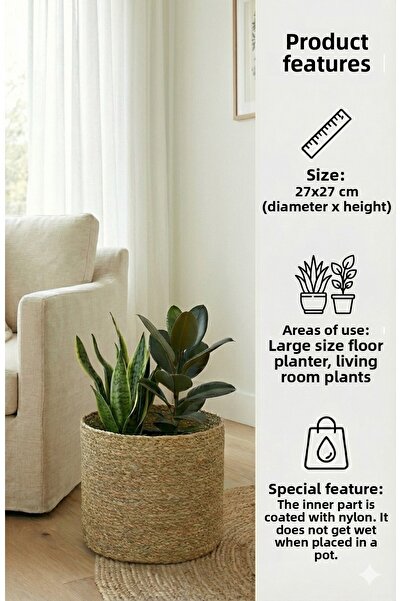 sever ithalat Knitted Round Basket Made of Natural Fibers Cobalt I, Sold Individually in 6 Different Sizes