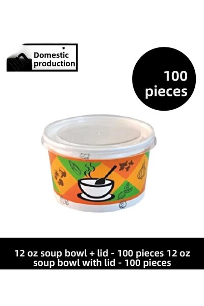 Sepet Doldur 12 oz Soup Bowl + Lid - 100 Pieces
