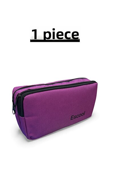 TOPNET Geantă pentru creion din material textil cu fermoar dublu