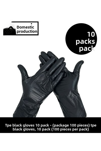 Sepet Doldur قفازات تي بي إي سوداء 10 عبوات - (عبوة 100 قطعة)