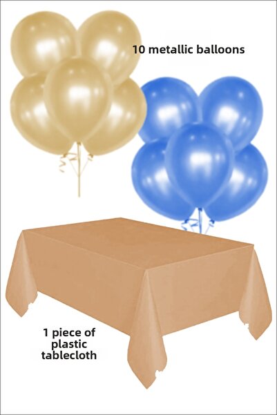 karanca parti süs 1 قطعة غطاء طاولة بلاستيكي ذهبي 5 بالونات ذهبية 5 بالونات ز...