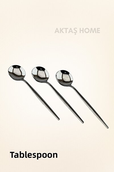 aktaş home Round New Generation 6-Piece Tablespoon Set Stainless Steel