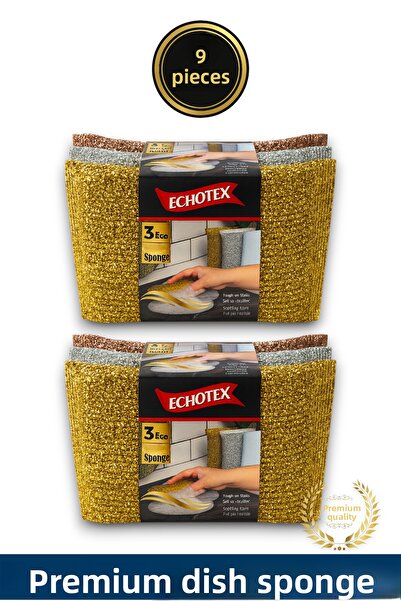 ECHOTEX Magic Shine - 6 قطع من إسفنجة الأطباق المخصصة المصنوعة من الألياف الد...
