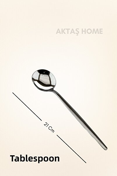 aktaş home Round New Generation 6-Piece Tablespoon Set Stainless Steel
