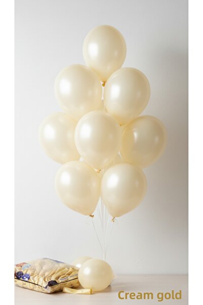 TOYFEST 10 Pieces Cream Gold Glitter Metallic Balloons ✨ Party & Celebration Package
