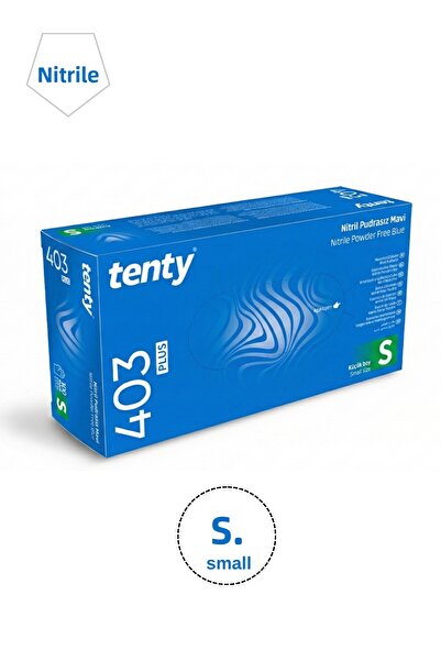 Tenty قفازات نيتريل زرقاء خالية من البودرة مقاس S