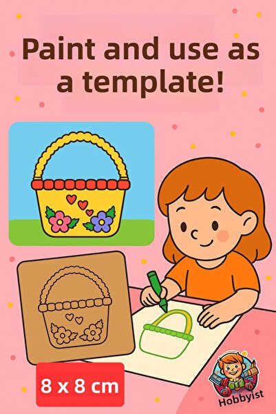 Eymen Hobi 5 Pieces Hobidik 8X8 cm Wooden Painting Template – Educational Dra...