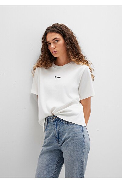 Mavi Tricou alb interlock cu logo imprimat Loose Fit / Potrivire confortabilă largi 1612829-80194