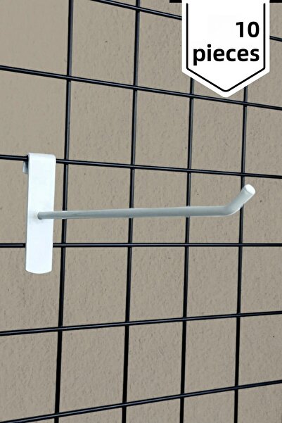 Acar Raf خطاف لوح سلك أبيض 10 قطع رف 20 سم وقضيب سلك شماعة سلك