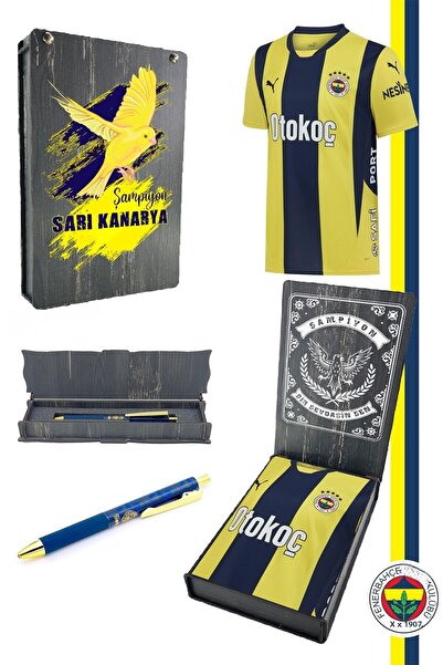 Fenerbahçe Original Licensed 2024 New Season Yellow Navy Blue Stick-On Jersey + Pen Set Hedi