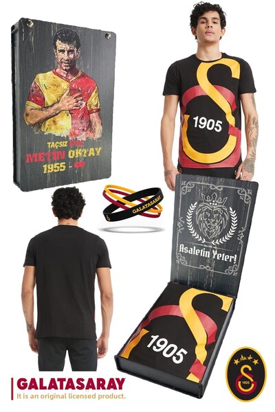 Galatasaray Γνήσιο μπλουζάκι με μεγάλο λογότυπο με άδεια χρήσης + σετ βραχιολ...