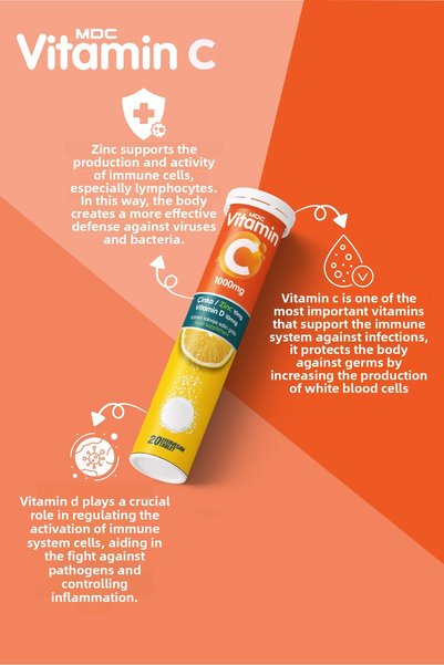 MDC Vitamin C, Zinc, Vitamin D 20 Effervescent Tablets and Black Garlic