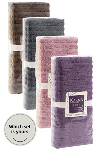 Karna Home Kitchen Towel Shawl Set of 4 Ramla Softline Striped Woven Colorful - 40X65 cm