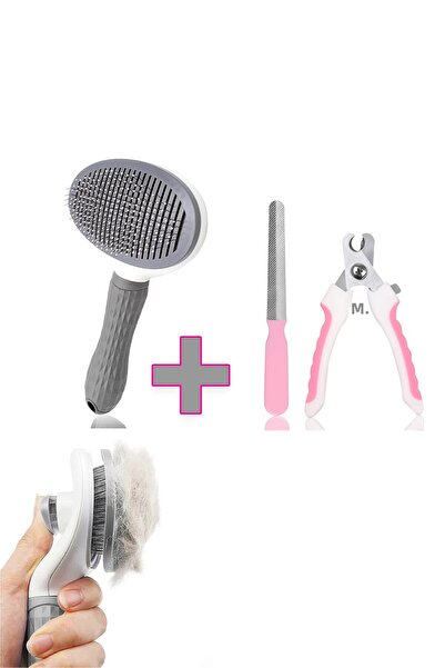 Beatitude مجموعة فرشاة تجميع الشعر الأوتوماتيكية للقطط والكلاب مع مبرد أظافر