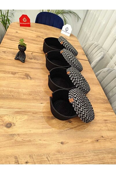 JÜTEX HOME Coș de iută și răchită cu 4 capac - Design special, organizator mu...