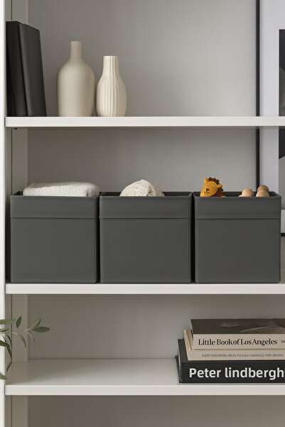 HomyJRs 3 Pcs Gray Lidless Box Multi-Purpose Organizer Office Stationery Toy Box 30 X 30