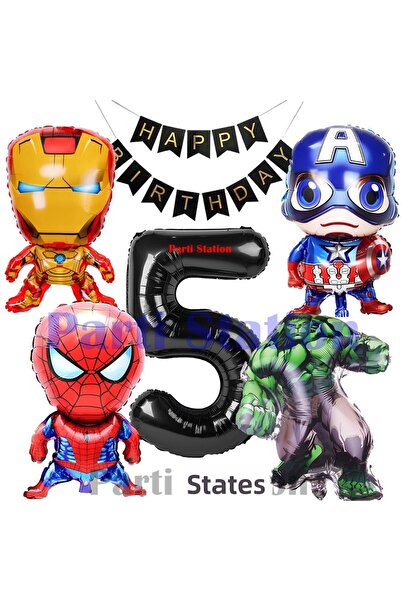 Parti Station Avengers Concept 5 Year Old Balloon Set Avengers Hulk Iron Man Captain America Spider-Man Balloon Set
