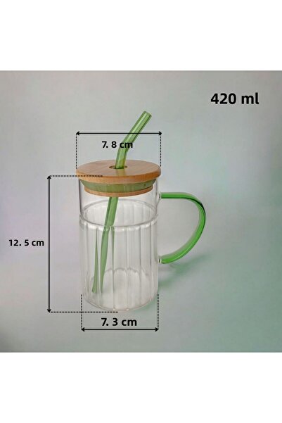 Tohana Bamboo Lid Glass Straw Cup 420 ml