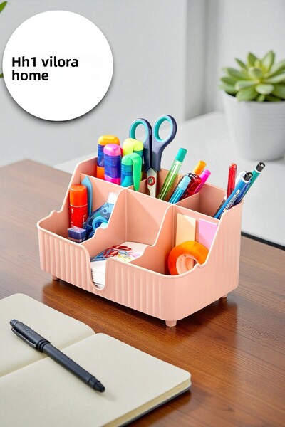 VİLORA HOME منظم سطح المكتب متعدد الأغراض مكون من 6 أقسام للمكتب والمنزل والم...