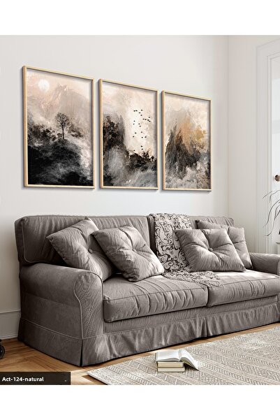 Evinemoda Мазки в съвременното изкуство 3-частна картина с дървена рамка ACT