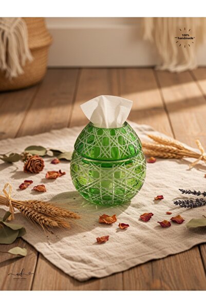 AKDEN STORE Cutting Decor Glass Handcrafted Czech Al Napkin Holder, Table Decoration