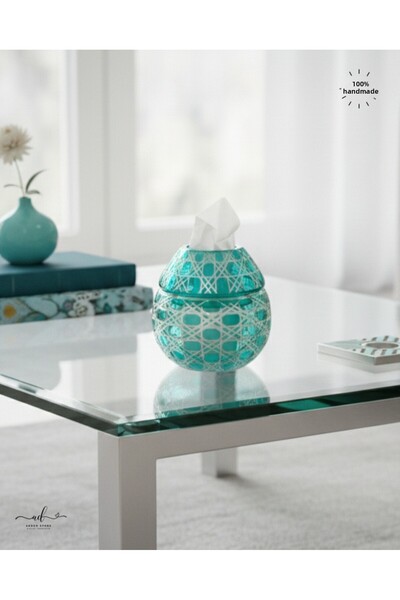 AKDEN STORE Cutting Decor Glass Handcrafted Czech Al Napkin Holder, Table Decoration