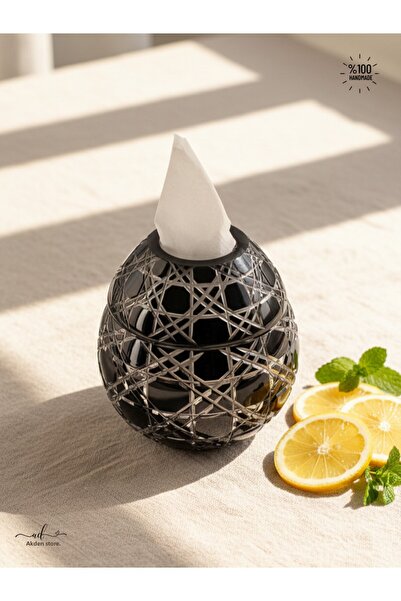 AKDEN STORE Cutting Decor Glass Handcrafted Czech Al Napkin Holder, Table Decoration