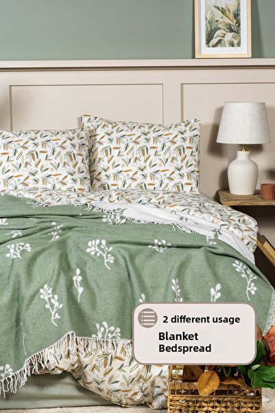 Elart Κουβέρτα Nadia Διπλή Βαμβακερή (200x220 cm) Πράσινη