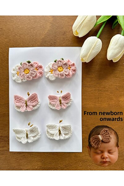 livadesign7 Newborn Baby Buckle Handmade Mixed 6-Piece Clip Hairless Baby Buc...