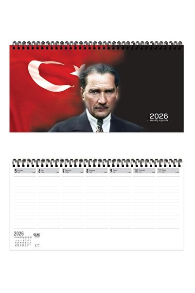 GENC DIJITAL BASKI 2026-AJ-66 16*33,5 Седмичен календар за бюро - Ататюрк