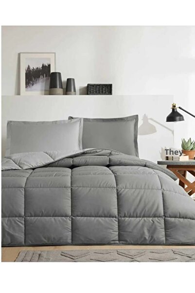 Özdilek 100% Cotton (Fitted Sheet) Double Bed Set - Colourist Ash Gray Silver