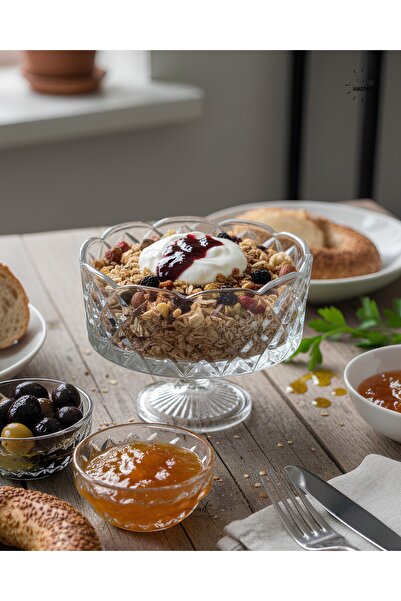 AKDEN STORE Cutting Decor Handcrafted Glass Bowl, Presentation Bowl, Appetizer Bowl