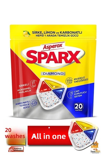 ASPEROX منظف غسالة الأطباق سباركس 20 قرص