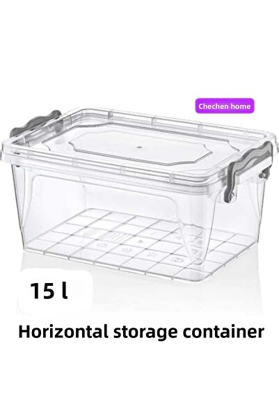 ÇEÇEN HOME (2 Pieces) Transparent Ziplock Kitchenware Food Horizontal Storage Organizing Container Box (15 Liters-42X26X17Cm)