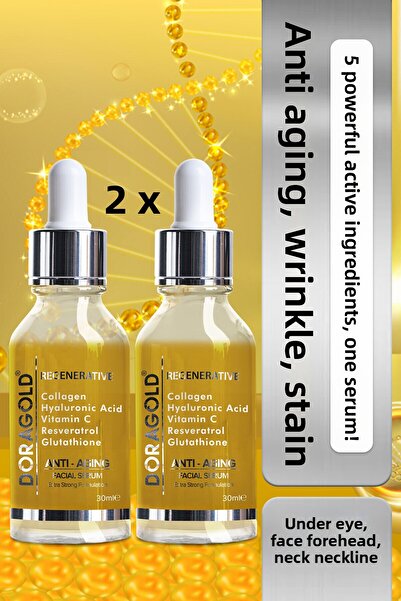 Doragold مضاد للشيخوخة والتجاعيد والعيوب، ريسفيراترول، الجلوتاثيون، فيتامين C...