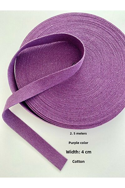 seyranat Purple Color 2.5 Meters Width 4 cm Cotton Wallet-Bag Strap, Handle, Column-Narrow Webbing-Multi-Purpose Ribbon