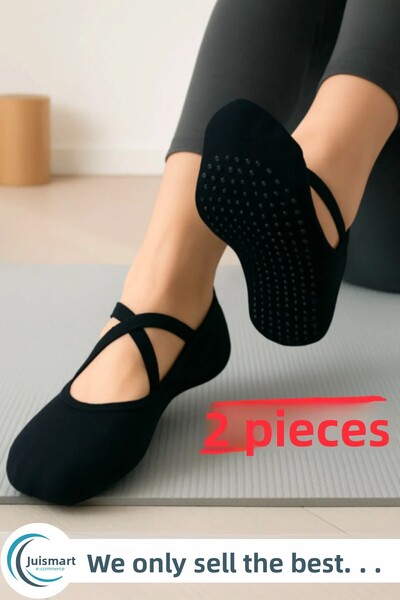 Jusmart 2 bucăți șosete negre de balerină pentru femei ◆   Bază din silicon a...