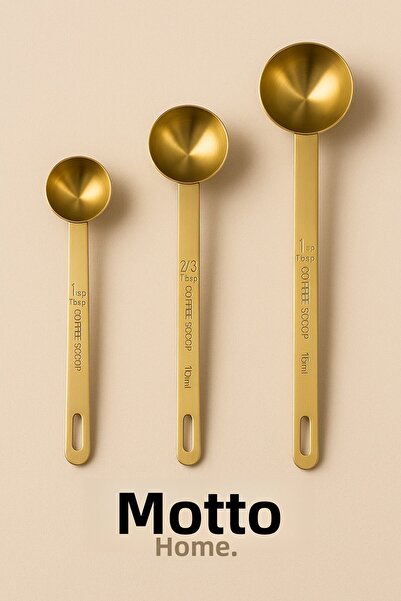 Mottogo 3-Piece Gold Measuring Spoon Set – Metal Measuring Spoons 5 ml 10 ml 15 ml
