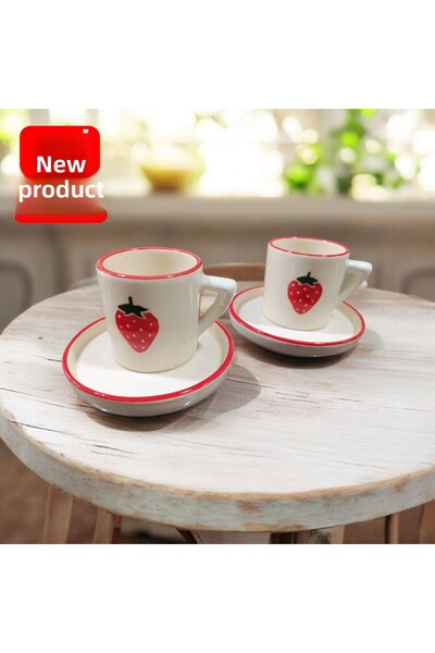 Ganita home Coffee Cup Strawberry 2 Persons 4 Pieces Double Size 100 ml