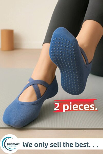 Jusmart 2 τεμάχια μπλε γυναικείες κάλτσες μπαλαρίνας ◆   Βαμβακερή αντιολισθη...