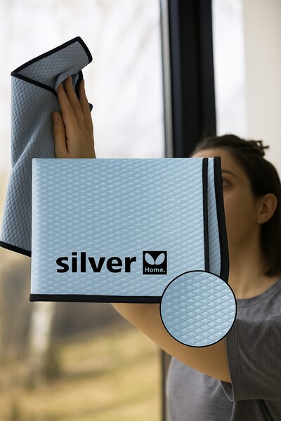 SİLVER HOME Microfiber Extra Thick Glass Cleaning Cloth, 40X40 cm Gray, Diamond Pattern, Non-Marking Luxury Glass Cloth
