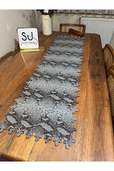 EHA LAZER Gray Black Custom Fabric Runner