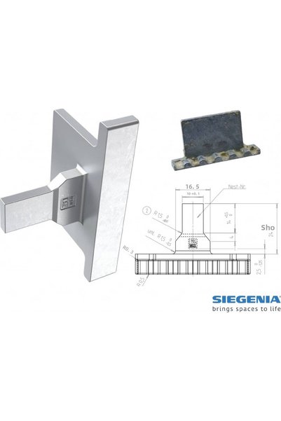 SIEGENIA AUBI Si Aubi Aluminum Window Handle Tongue 24 mm (Tongue / Matching Spare Part)