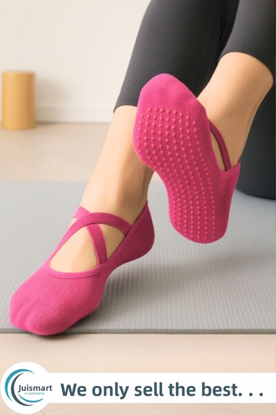 Jusmart Șosete de balerină pentru femei, fucsia ◆   Bază din silicon anti-alu...