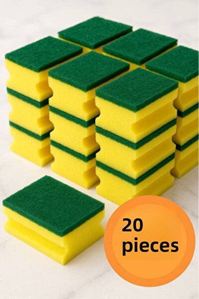 nistabolje 20 قطعة من إسفنج غسيل الأطباق الكلاسيكي الاقتصادي المموج من برايت للتنظيف