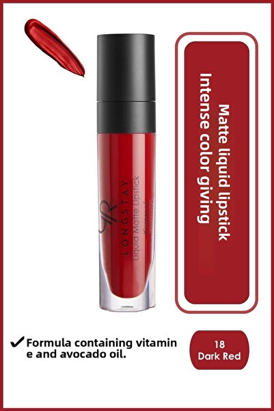 Golden Rose Longstay Matte Liquid - 18 Dark Red, Long-lasting