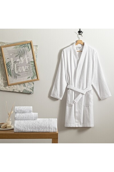 Linens Cozy Bamboo L/Xl Bathrobe White