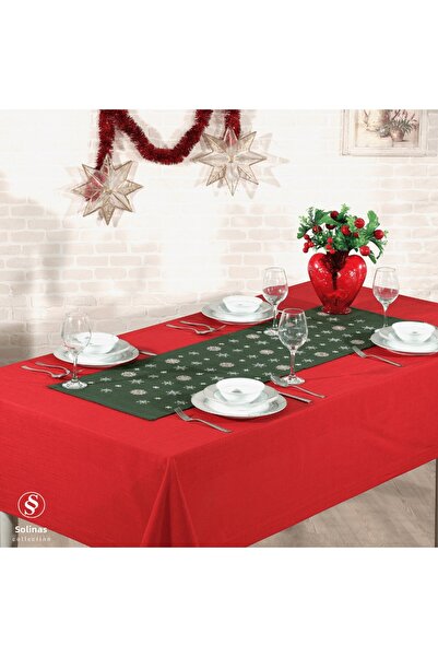 Solinas Collection Mila Gardenya Fabric 2 Piece Green Tablecloth and Embroidered Runner